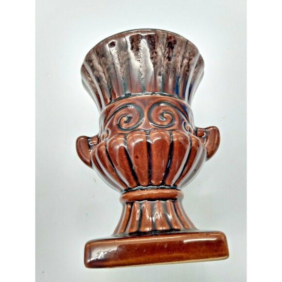 Vintage Beauceware Quebec Canada Glazed Clay Footed Urn Vase 5 7/8" Tall - Picture 8 of 10